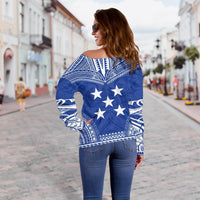 Gambier Islands Polynesian Chief Custom Personalised Women's Off Shoulder Sweater - Flag Version - Polynesian Pride