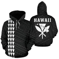 Polynesian Kakau Kanaka Map of Hawaii Hoodie White Unisex White - Polynesian Pride