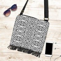 Polynesian Tribal Crossbody Boho Handbag Black Pattern - Polynesian Pride