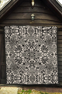 Polynesian Tribal Premium Quilt Black White - Polynesian Pride