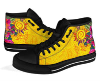 Polynesian High - Top Shoes - Vanuatu Symbols With Hibiscus - Polynesian Pride