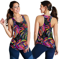 Palm Leaves Women's Racerback Tank - Neon Color - Polynesian Pride