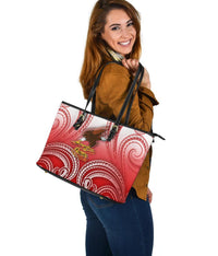 American Samoa Polynesian Leather Tote Bag - Bald Eagle (Red) - Polynesian Pride