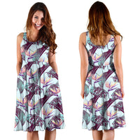 Hawaii Tropical Monstera Leaf Midi Dress - Polynesian Pride