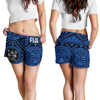 Fiji Women's Shorts - Fiji Seal With Polynesian Tattoo Style (Blue) - Polynesian Pride