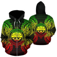 Federated States of Micronesian Polynesian All Over Zip up Hoodie Map Reggae Unisex Reggae - Polynesian Pride