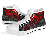 Polynesian Hawaii (Kanaka Maoli) High Top Shoes - Red Hibiscus Turtle Flowing - Polynesian Pride