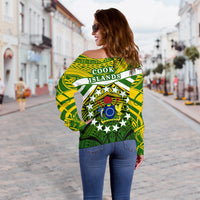 Cook Islands Rugby Off Shoulder Sweater Spirit - Polynesian Pride
