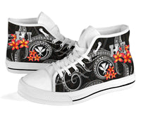 Polynesian Hawaii High Top Shoes - Black Plumeria - Polynesian Pride