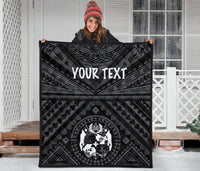 Tonga Personalised Premium Quilt - Tonga Seal With Polynesian Tattoo Style (Black) - Polynesian Pride
