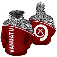 Vanuatu Polynesian Hoodie Red Curve Unisex Red - Polynesian Pride