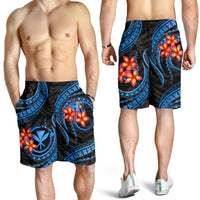 Polynesian Hawaii Men Shorts - Blue Plumeria - Polynesian Pride