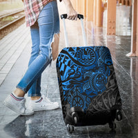 Tahiti Polynesian Luggage Cover - Blue Turtle Hibiscus Flowing - Polynesian Pride