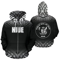 Niue All Over Zip up Hoodie Fog Black Style Unisex Black - Polynesian Pride