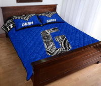 Guam Quilt Bed Set - Guam Polynesian Tattoo Blue Version - Polynesian Pride