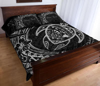 Personalized - Hawaii Quilt Bed Set Map Circle Polynesian Turtle - Grey - Polynesian Pride