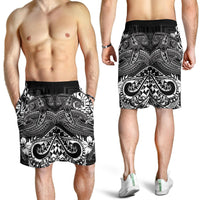 Tahiti Men's Shorts - White Shark Polynesian Tattoo White - Polynesian Pride
