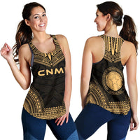 Northern Mariana Islands Women's Racerback Tank - Polynesian Chief Gold Version - Polynesian Pride