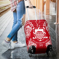 Tuvalu Polynesian Luggage Covers Map Red White - Polynesian Pride