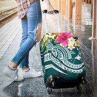 Papua New Guinea Polynesian Luggage Covers - Summer Plumeria (Turquoise) - Polynesian Pride