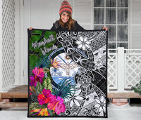 Marshall Islands Premium Quilt - Turtle Plumeria Banana Leaf Crest - Polynesian Pride