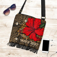 Hawaii Lauhala Hibiscus Polynesian Tropical Crossbody Boho Handbag Gold - Wake Style - AH - Polynesian Pride