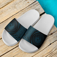 Hawaii Slide Sandals Coral Blue White - Circle Style - Polynesian Pride