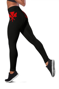 Hawaii State Tattoo Swirly Polynesian Red Kanaka Women's Leggings - Polynesian Pride