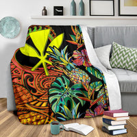 Polynesian Hawaii Premium Blanket - Pineapple Hibiscus - Polynesian Pride