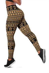 Polynesian Tatoo Tribal Gold Hawaii Women's Leggings AH - Polynesian Pride
