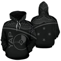 Yap All Over Hoodie Micronesia Curve Style Unisex Black - Polynesian Pride