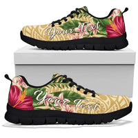 hawaiiSneakers - Turtle Sneakers Strong Pattern Hibiscus Plumeria AH - Polynesian Pride