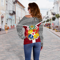 Tonga Women's Off Shoulder Sweater - My Homeland A7 - Polynesian Pride