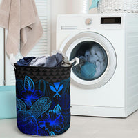 Polynesian Hawaii Laundry Basket - Polynesian Turtle Hibiscus Blue - Polynesian Pride