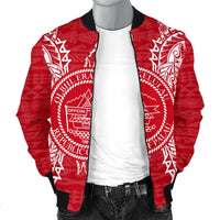 Palau Polynesian Men's Bomber Jacket Map Red White - Polynesian Pride