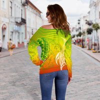 Kanaka Maoli Polynesian Women's Off Shoulder Sweater - Turtle Style - Polynesian Pride