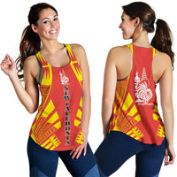 New Caledonia Women Racerback Tank - Polynesian Tattoo Flag - Polynesian Pride