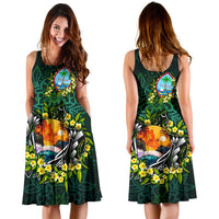 Guam Polynesian Midi Dress - Ti Leaf Lei Turtle - Polynesian Pride