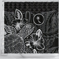 Chuuk Shower Curtain Turtle Hibiscus Black - Polynesian Pride