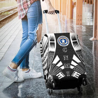 Northern Mariana Islands Luggage Cover - Polynesian Tattoo Black - Polynesian Pride