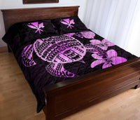 Hawaiian Kanaka Hibiscus Plumeria Mix Polynesian Turtle Quilt Bed Set Pink AH - Polynesian Pride