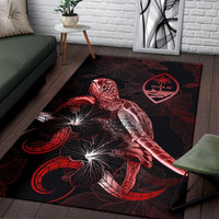 Guam Polynesian Area Rugs - Turtle With Blooming Hibiscus Red - Polynesian Pride