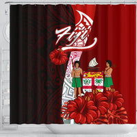 Fiji Polynesian Shower Curtain - Coat Of Arm With Hibiscus - Polynesian Pride