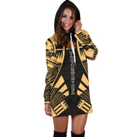 Papua New Guinea Hoodie Dress - Polynesian Tattoo Gold - Polynesian Pride