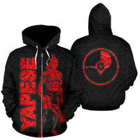 Yap Zip up Hoodie Micronesia Yapese Warrior Red Unisex Red - Polynesian Pride