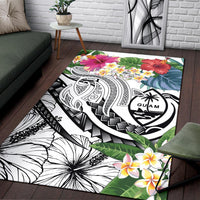 Guam Polynesian Area Rug - Summer Plumeria (White) - Polynesian Pride