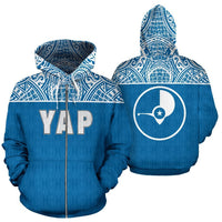 Yap All Over Zip up Hoodie Micronesian Unisex Blue - Polynesian Pride