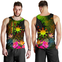 The Philippines Polynesian Personalised Men's Tank Top - Hibiscus and Banana Leaves - Polynesian Pride