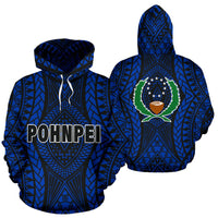 Pohnpei All Over Hoodie Central Version Unisex Black - Polynesian Pride