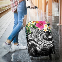 Papua New Guinea Polynesian Luggage Covers - Summer Plumeria (Black) - Polynesian Pride